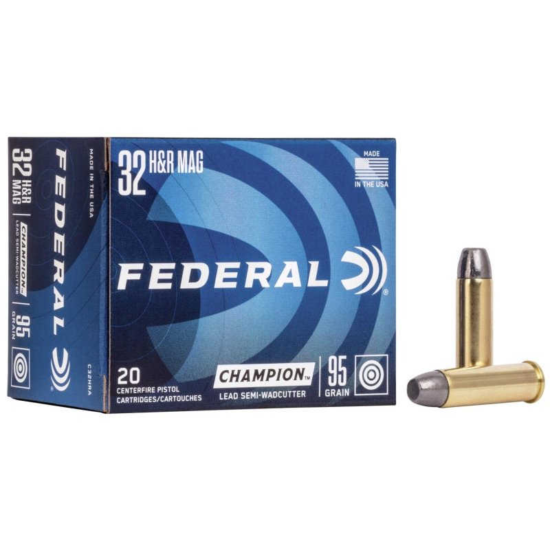 Federal Premium C32HRA 32 H&R Mag 95 Grain Lead Semi-Wadcutter 20 Rounds