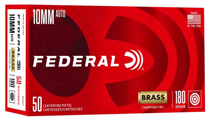 Federal WM5221 Champion 10mm Auto 180gr FMJ Ammo 50 Rounds