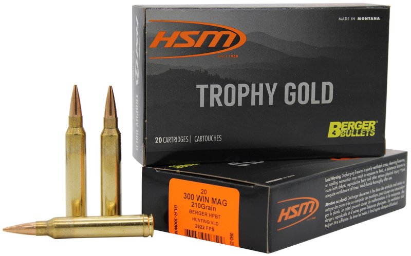 HSM 300WM210VLD Trophy Gold 300 Win Mag 210gr Berger VLD 20 Rounds