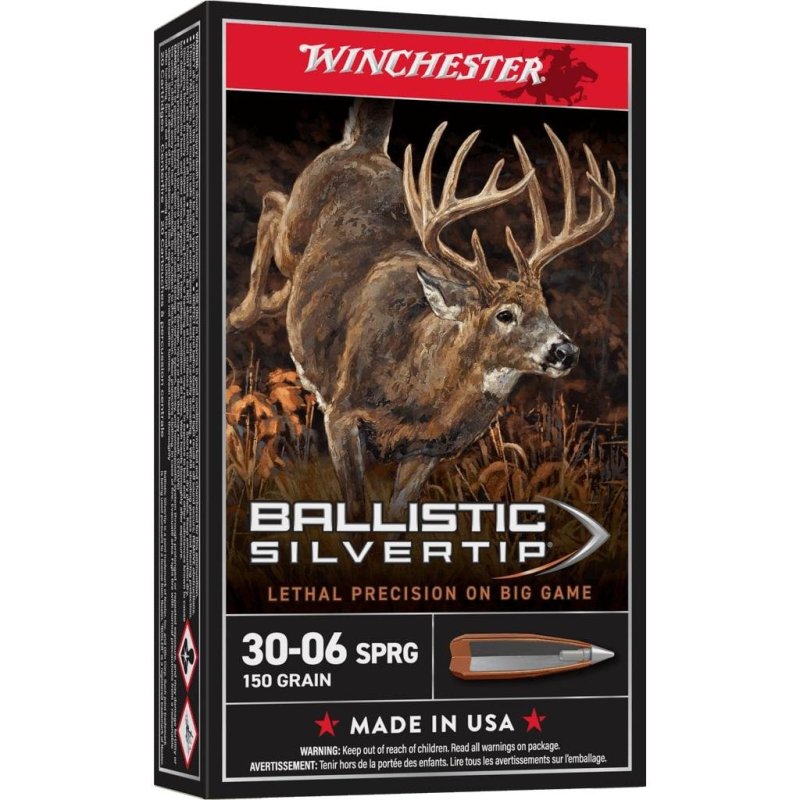 Winchester Ammo SBST3006 Ballistic Silvertip 30-06 Springfield 150 gr Polymer Tip 20 Per Box/ 10 Cs