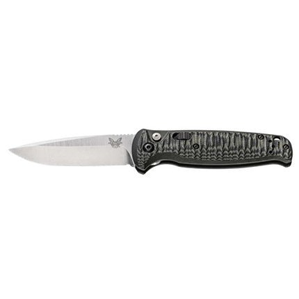 Benchmade 43001 Folding Knife: 154CM Steel, 7.85in Length, Drop Point Blade, Textured Green G10 Handle