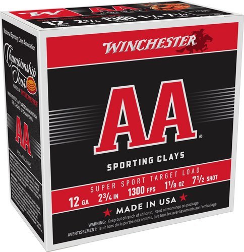 Winchester AA Super Sport 12 Gauge Shotgun Ammunition 2-3/4" 1-1/8 oz #7.5 Shot 1300 fps