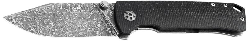 Boker 111103DAM Tiger-Damast Pocket 3.35" Damascus Blade Micarta Handle