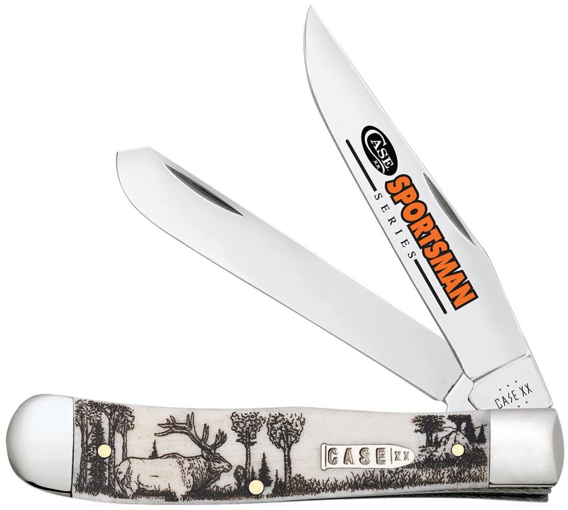 Case Cutlery Trapper Folding Knife Tru-Sharp SS Elk Bone Handle