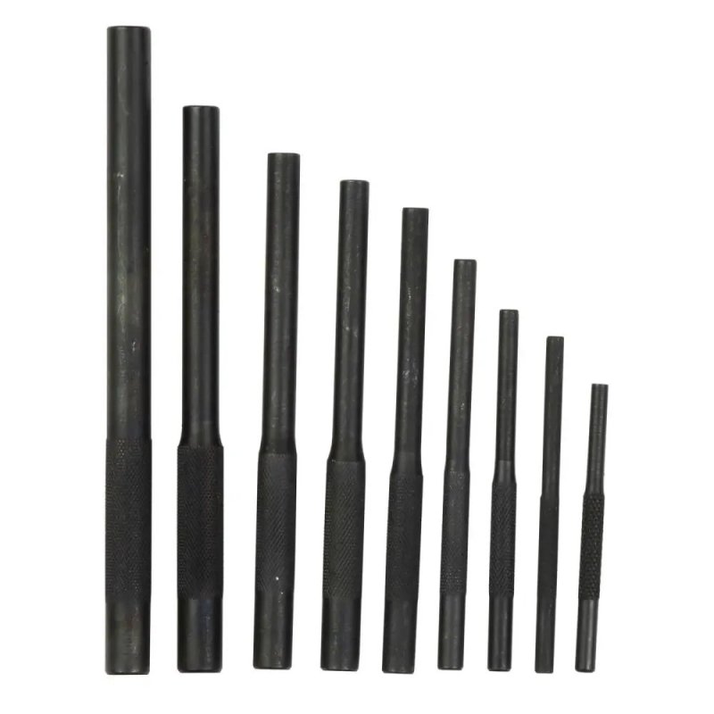 Wheeler 710910 Roll Pin Punch Set 9-Piece Steel Knurled Handle