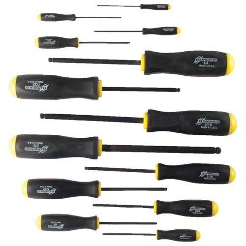 Bondhus 10632 8-Piece Standard Hex Screwdriver Set .050-5/32