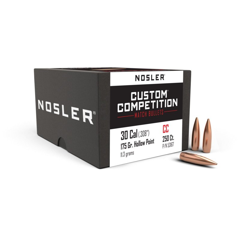 Nosler Custom Competition .30 Cal 175 Gr HPBT 250 Count Bullets
