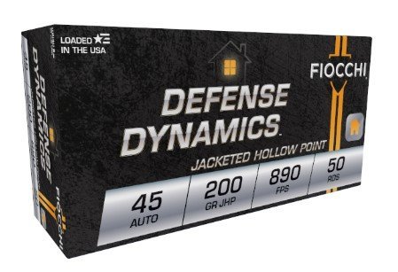 Fiocchi Defense Dynamics 45 ACP 200GR JHP Brass 50 Rounds