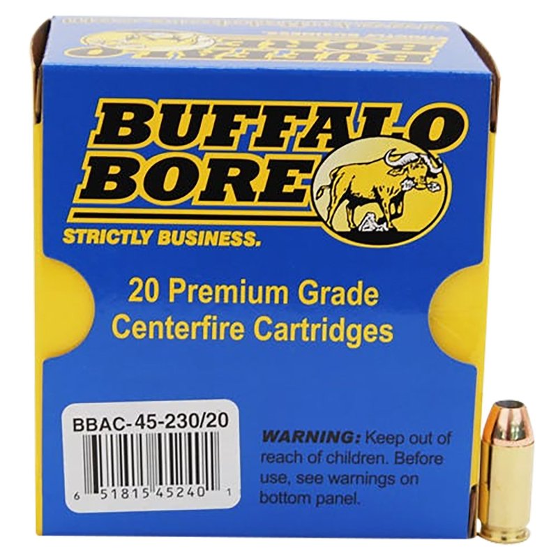 Buffalo Bore 4523020 .45 ACP +P 230gr JHP Ammo 20 Rounds