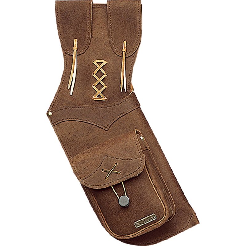 Neet T-2595 Field Quiver Burgundy Leather RH - Hand Lacing, Flap Pocket, Double Flap Belt Tunnel - Model 5708