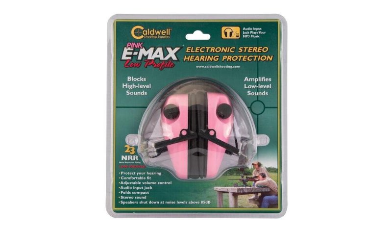 Caldwell 487111 E-Max Pink/Black Adult Hearing Protection, Low-Profile Design, 23dB Noise Reduction