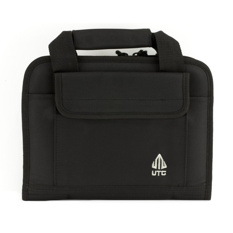 UTG PVC-PC01B Deluxe Single Pistol Case Black, 1680D Polyester, 11"x8"