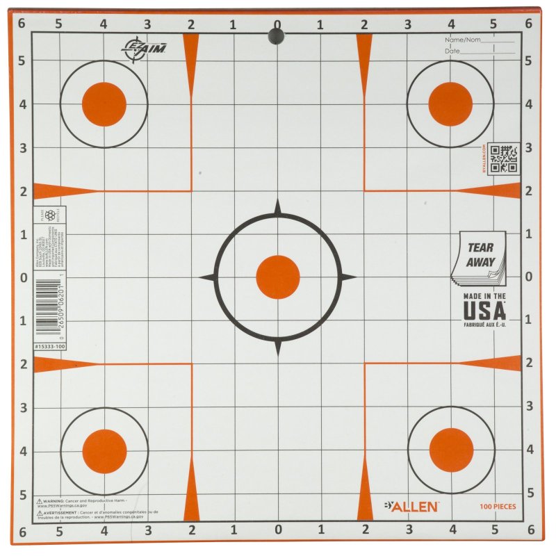 Allen EZ Aim 15333-100 12x12 Inch Target 100 Pack Self-Adhesive