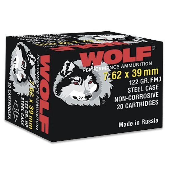 Wolf 762BFMJ 7.62x39 123GR FMJ Ammo, 20 Rounds