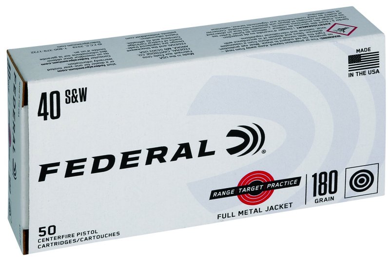 Federal RTP40180 Range & Target 40S&W 180gr Full Metal Jacket 50 Per...