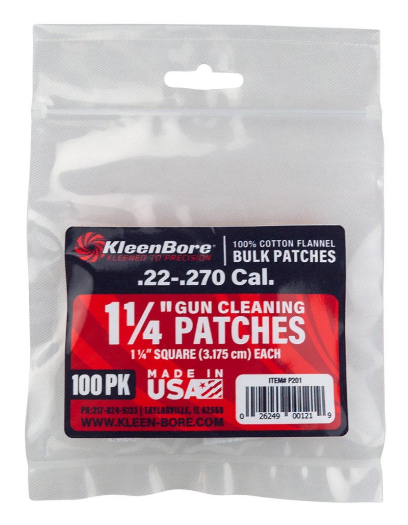 KleenBore Super Shooter Cotton Flannel Patches .22-.270 Caliber 1 1/4" 100