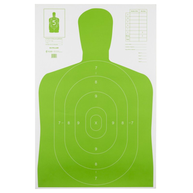 Action Target B27ELGR100 High-Visibility Silhouette Targets 100pk