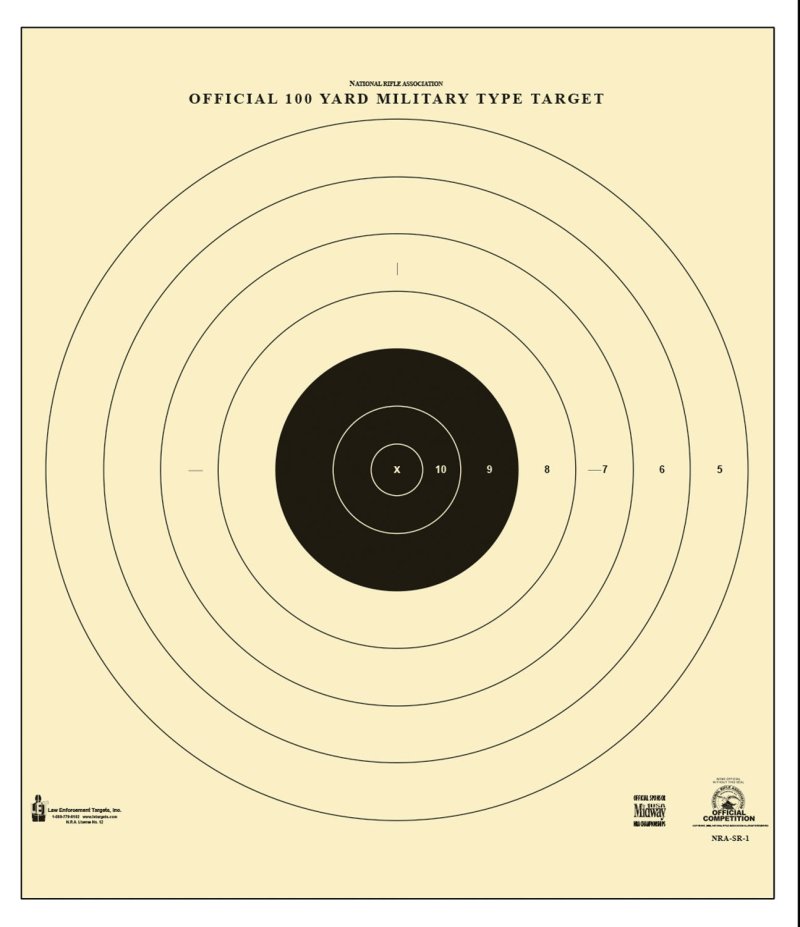 Action Target SR1100 100-Yard Military Bullseye Target 21"x21" 100/Box