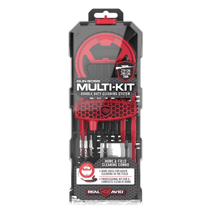 Real Avid Gun Boss .270/.280/7mm Multi-Kit Rod & Brush Set w/ Jags Patches