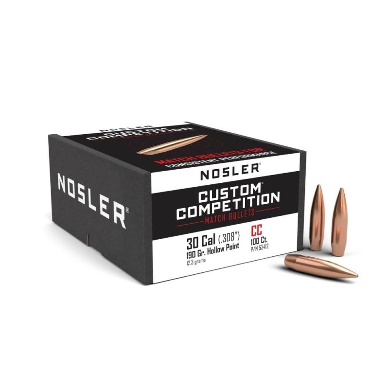 Nosler Custom Competition Bullets .30 Cal 190 Gr HPBT 100 Count