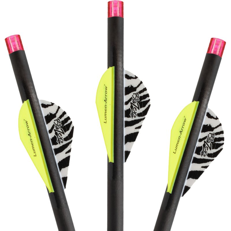 Lumenok BECF3P 20In Carbon Crossbow Bolts Pink Blazer Vanes 3pk