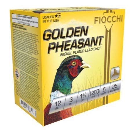 12 Ga Nickel-Plated Lead-5 1-3/4 oz 3" 25 Rds Fiocchi Ammo Shotgun