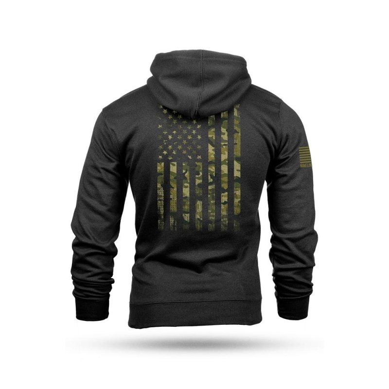 Nine Line American Camo Hooded Sweatshirt Black XL