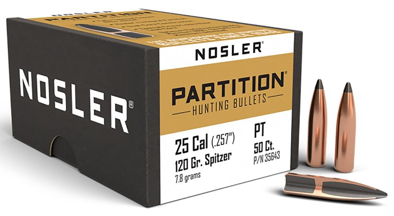 Nosler Partition .257 Caliber 125gr Spitzer Point 50 Pack 35643