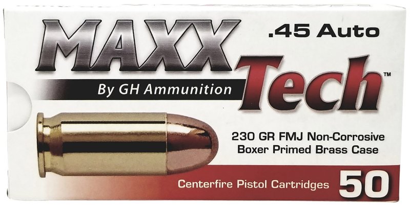 Maxxtech Ptgb45b Brass Pistol 45Acp 230Gr Full Metal Jacket 50 PER Box/10