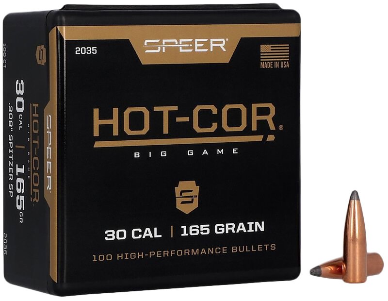 Speer 2035 Hot-Cor .308 165gr Spitzer Soft Point Bullets 100ct