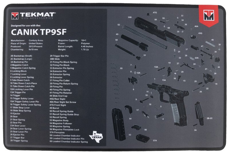 TekMat TEKR17CANIKTP9SF Cleaning Mat Black/Gray Rubber 11"x17" Canik TP9SF