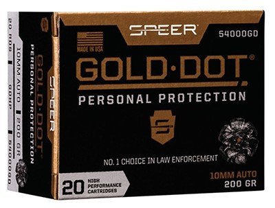 Speer 54000GD Gold Dot 10mm 200gr Hollow Point Ammo 20 Rounds