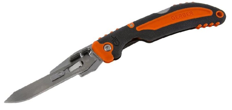 Gerber Vital Knife Pocket Folder - Model 31-002736 - Lightweight Folding Pocket Knife with High Visual Orange Handle and 6 Replacement Blades