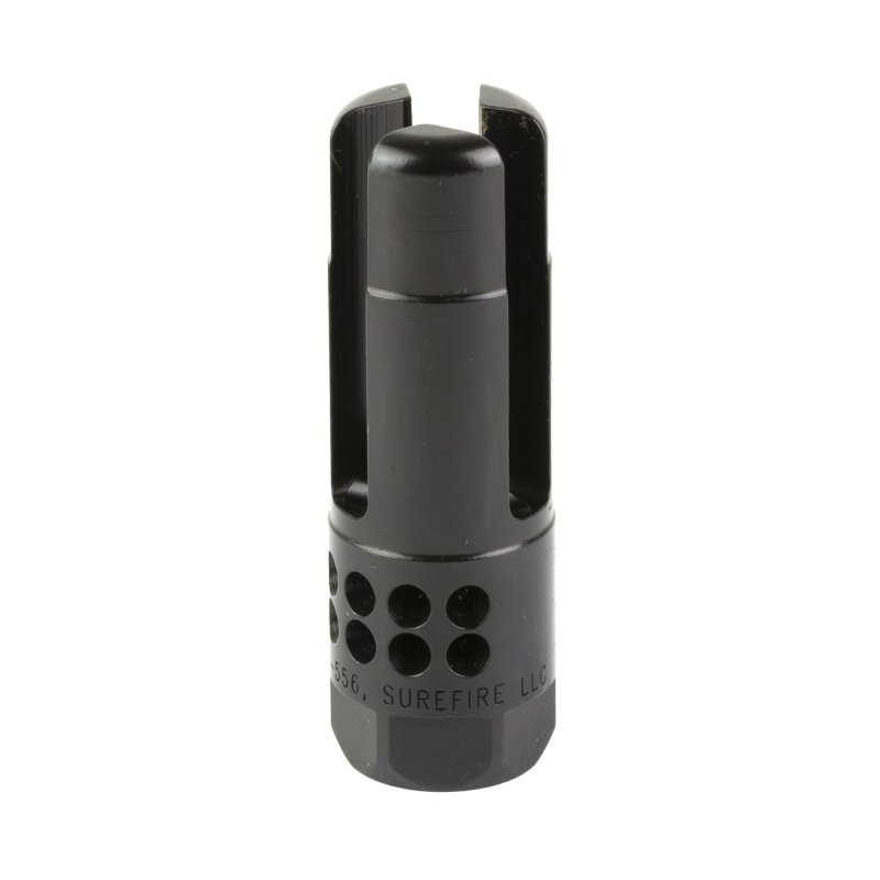 SureFire WARCOMPSPORT5561228 Flash Hider 22 Cal (5.56mm) 1/2"-28 tpi, Open Tine 3-Prong, Ported Black Stainless Steel