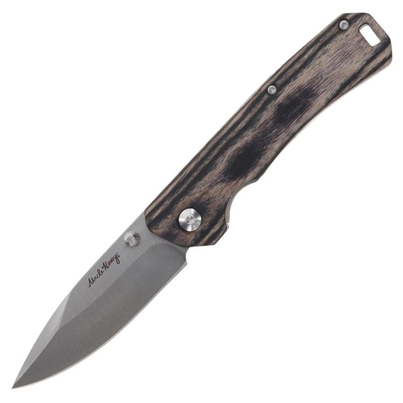 Uncle Henry Folding Knife 3 Drop Point Blade Brown Pakka Wood