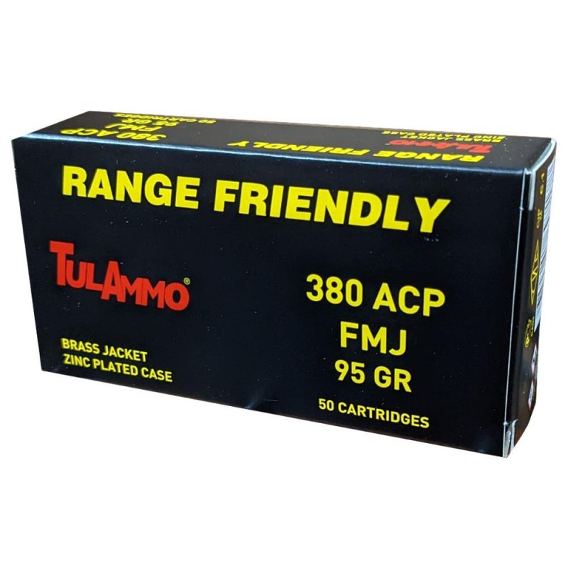 Tulammo .380 ACP 95gr Brass Jacketed FMJ Zinc Coated Steel 50/ct