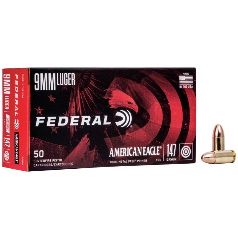 Federal AE9N2 9mm Luger 147gr Total Metal Jacket 50 Rounds Box