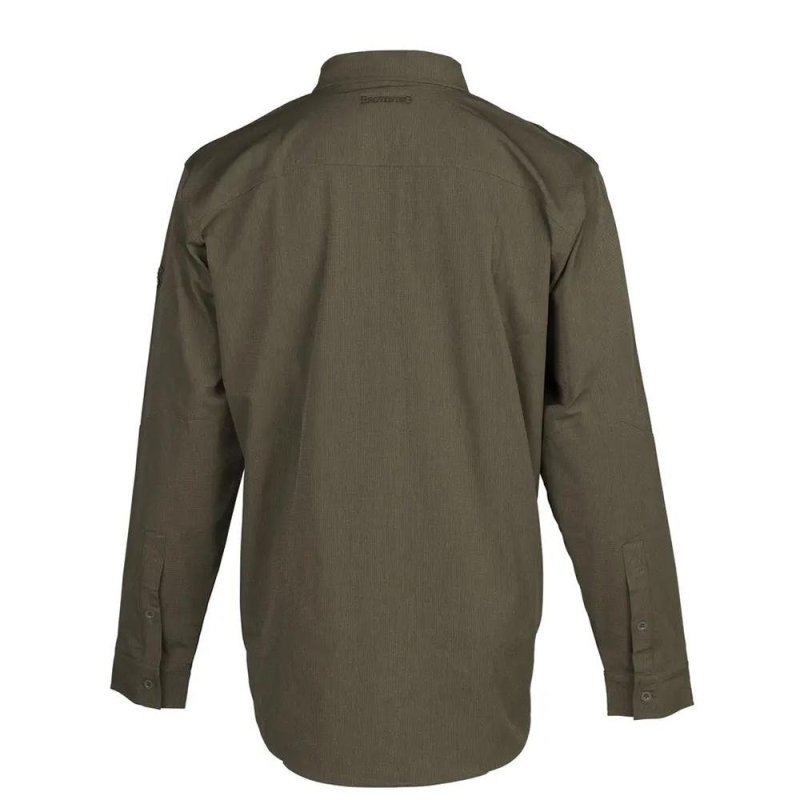 Browning 3012726401 Lightweight Green Button Down Shirt, Long Sleeve, S
