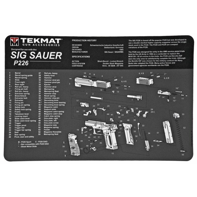TekMat TEK-R17-SIGP226 Pistol Mat 11"x17" Black Microfiber