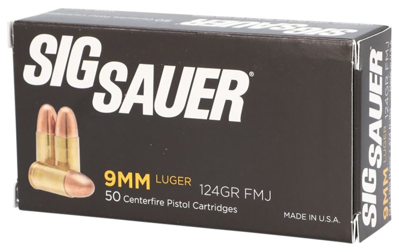 Sig Sauer Elite Ball 9mm 124gr Full Metal Jacket 50 Rounds