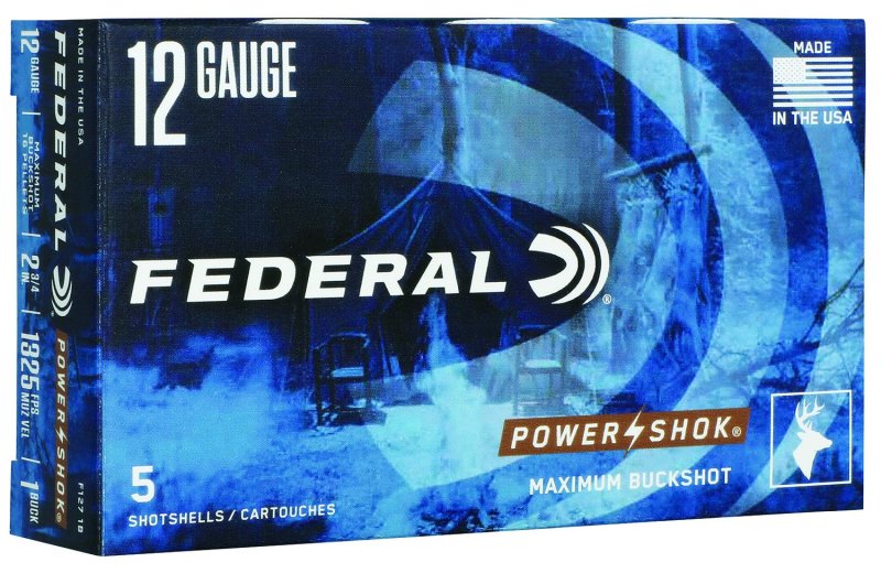 Federal Power-Shok Buckshot 12 ga 2-3/4 16 Pellets 1325 fps #1B 5/ct