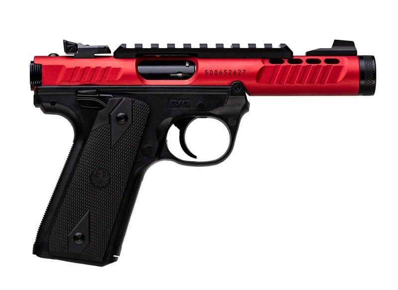Ruger Mark IV 22 LR Threaded 1/2x28/ Red Anodized/ Davidson's Exclusive 10+1 4.40 Bull Barrel Red Anodized