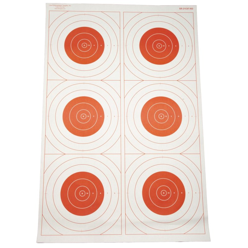 Action Target SR-21C6T-RD-100 Six Bullseye Targets 23x35 100pk