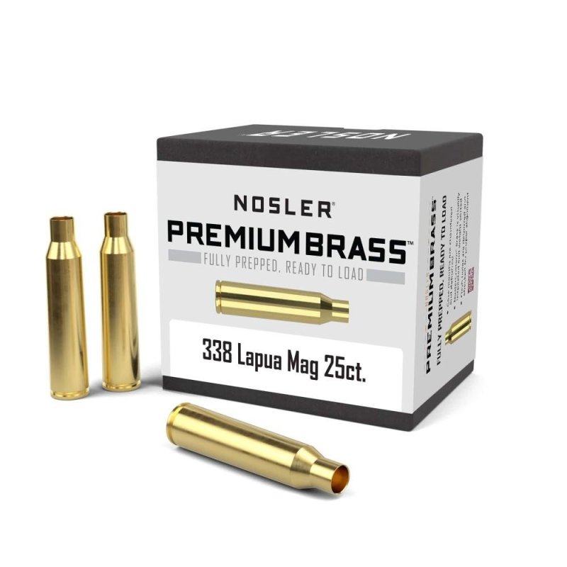 Nosler 11914 Unprimed Brass Rifle Cartridge Cases .338 Lapua 25ct