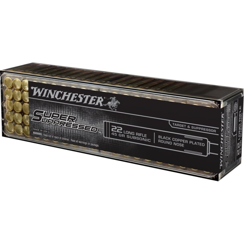 Winchester SUP22LR 22 LR 45 Gr Black Copper Plated Round Nose 100 Rounds