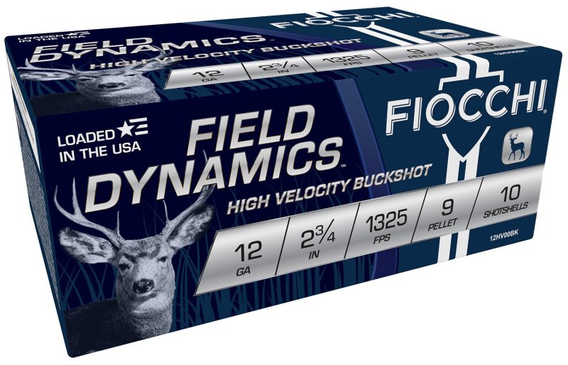 Fiocchi 12HV9P Field Dynamics 12Ga 2.75" 9 Pellets 00 Buck 1325fps