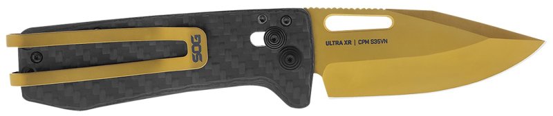 SOG Knife Ultra XR Carbon Fiber 2.8" PLN Edge Gold