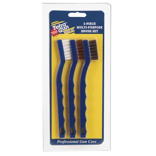 Tetra Gun 1520I 3-Piece Brush Set in Blue - Nylon, Bronze, Steel Bristles, Large Size, Solvent Application