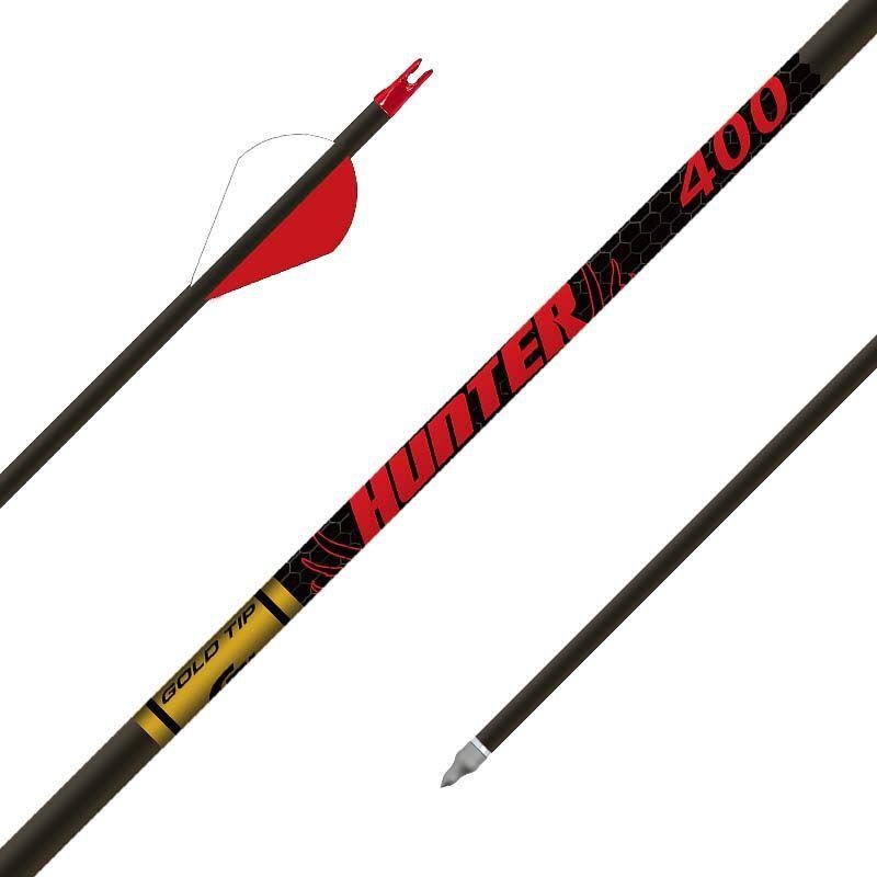 Gold Tip HUN400A26 Hunter Arrows 400 Spine 2" Raptor Vanes 6-Pack