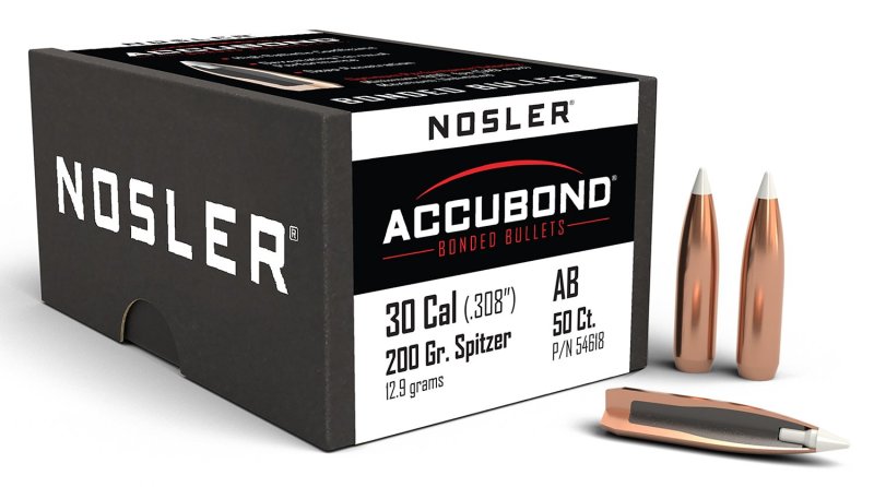 Nosler 54618 AccuBond Hunting 30 Cal .308 200 gr Spitzer Point 50 Box